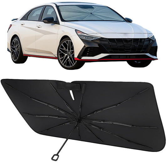 Proadsy Windshield Sun Shade Umbrella for Hyundai Elantra 2021-2025 2026 Foldable Car Umbrella Sunshade with Soft TPU Handle Spring Structure Crystal Cooling Material Protect Car from Rays & Heat