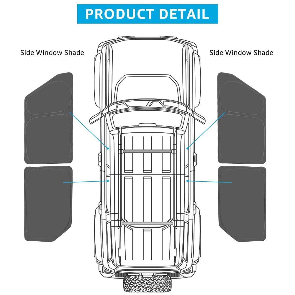 Proadsy Window Shades for Ford Bronco 4Door 2021-2024 2025 Side Windows for Baby/Camping Sun UV Rays and Privacy Protection Set of 4