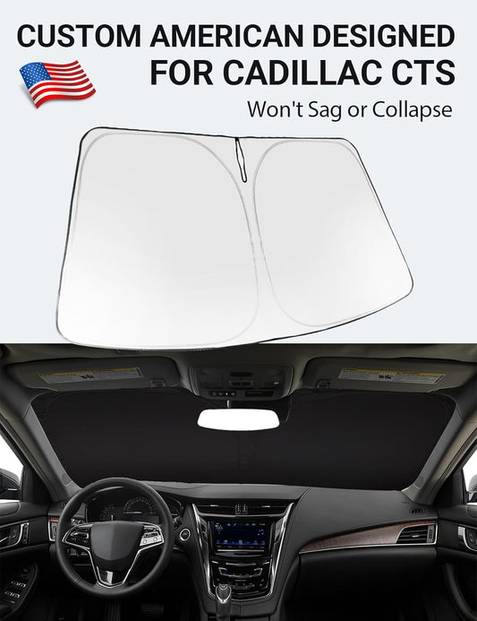 Custom American designed 2014-2019 Cadillac CTS windshield sunshade, will not sag or collapse