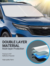 2018-2025 Chevrolet Equinox windshield sunshade detail view 5, custom fit front window sun shade