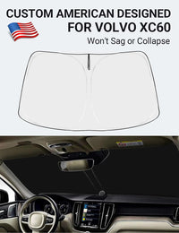 Custom American designed 2018-2026 Volvo XC60 windshield sunshade, will not sag or collapse