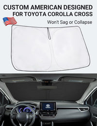 Custom American designed 2022-2026 Toyota Corolla Cross windshield sunshade, will not sag or collapse