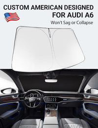 Custom American designed 2019-2025 Audi A6 windshield sunshade, will not sag or collapse