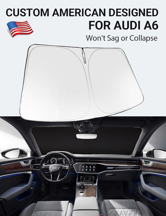 Custom American designed 2019-2025 Audi A6 windshield sunshade, will not sag or collapse