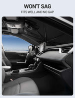 Proadsy Windshield Sun Shade Umbrella for Lincoln Aviator 2020-2025 2026 Foldable Car Umbrella Sunshade with Soft TPU Handle Spring Structure Crystal Cooling Material Protect Car from Rays & Heat