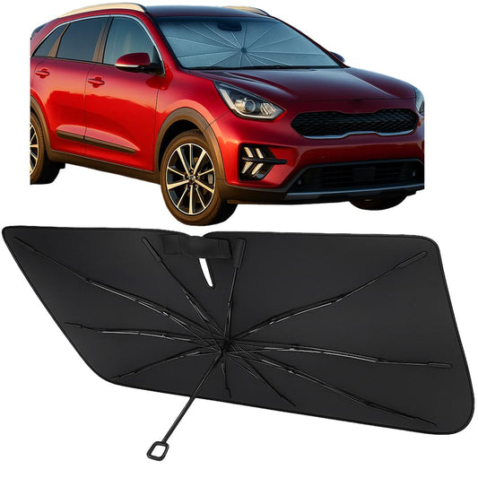 Proadsy Windshield Sun Shade Umbrella for Kia NIRO 2017-2022 Foldable Car Umbrella Sunshade with Soft TPU Handle Spring Structure Crystal Cooling Material Protect Car from Rays & Heat