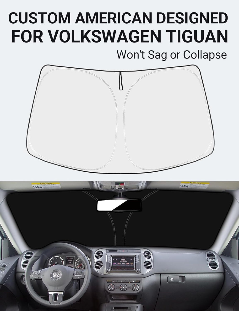 Proadsy Front Windshield Sun Shade Foldable Sunshade Protector Custom Sun Visor Fit 2009-2017 Volkswagen VW Tiguan Accessories 2026 Upgrade