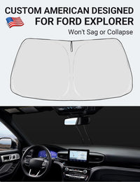 Custom American designed 2020-2026 Ford Explorer windshield sunshade, will not sag or collapse