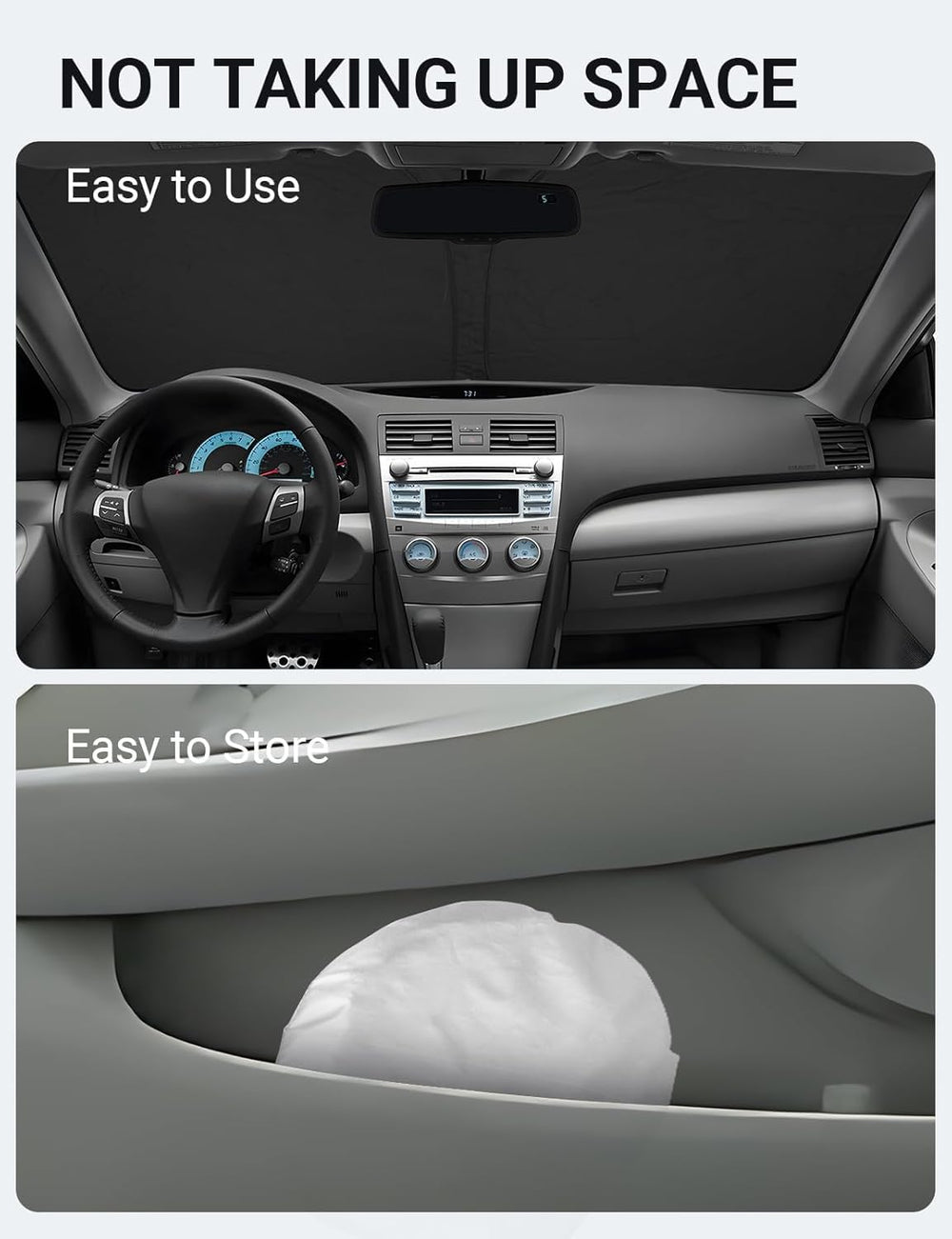 Proadsy 2025 Upgrade Windshield Sun Shade Custom Fit 2007-2011 Toyota Camry 4-Layer Foldable Front Sunshade Protector Sun Visor Blocks UV Rays Keep Car Cooler