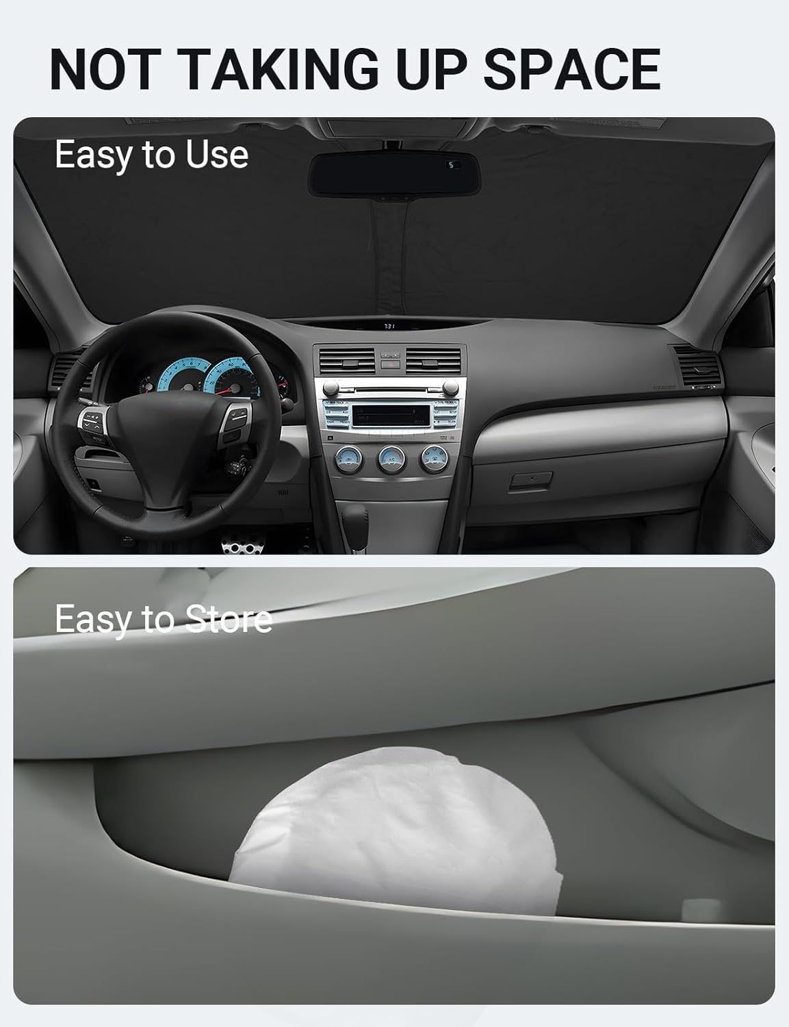 2007-2011 Toyota Camry custom-fit sunshade - folded compact