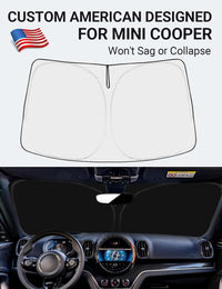 Custom American designed 2015-2024 MINI Cooper S windshield sunshade, will not sag or collapse