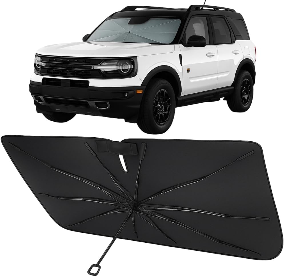 Proadsy umbrella windshield sunshade for 2021-2026 Ford Bronco — canopy, frame and sleeve