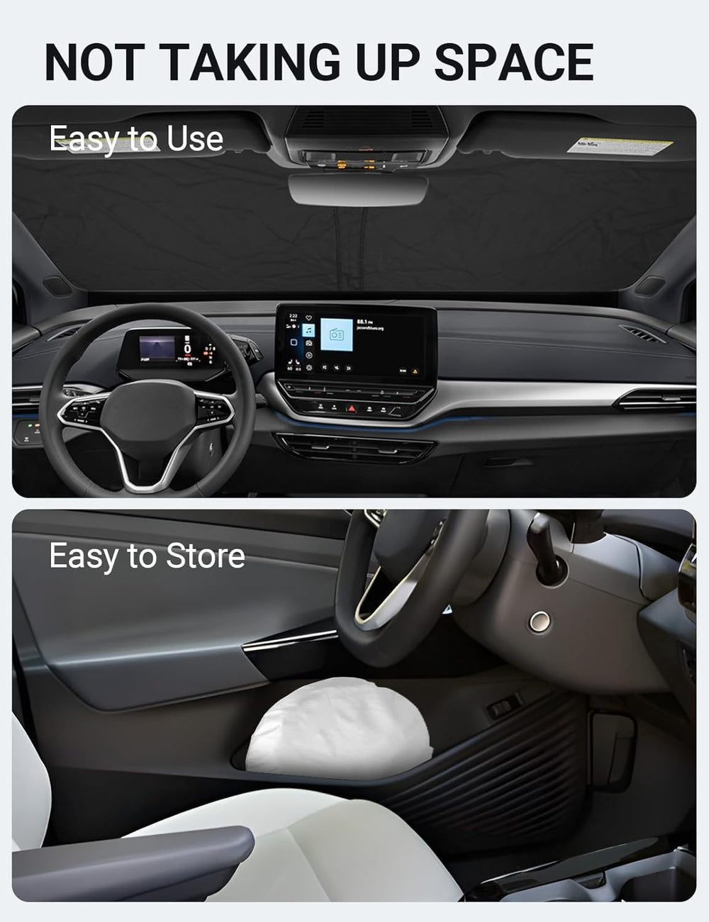 Proadsy 2026 Upgrade Windshield Sunshade Custom Fit 2021-2025 Volkswagen VW ID.4 Window Shade Cover Sun Protector Blocker Keeps Cool