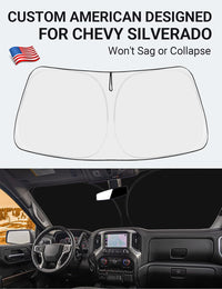 Proadsy Upgrade Front Windshield Sunshade Foldable Sun Shade Protector Custom Fit 2019-2025 Chevy Silverado 1500, Regular cab, Crew cab, Double Cab 2Dr 4Dr Accessories