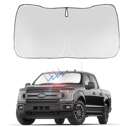 Front Windshield Sunshade Foldable Sun Shade Protector Custom Fit 2015-2020 Ford F-150 F150 Lariat, King Ranch, Platinum, XL XLT Limited Raptor Accessories 2022 Upgrade