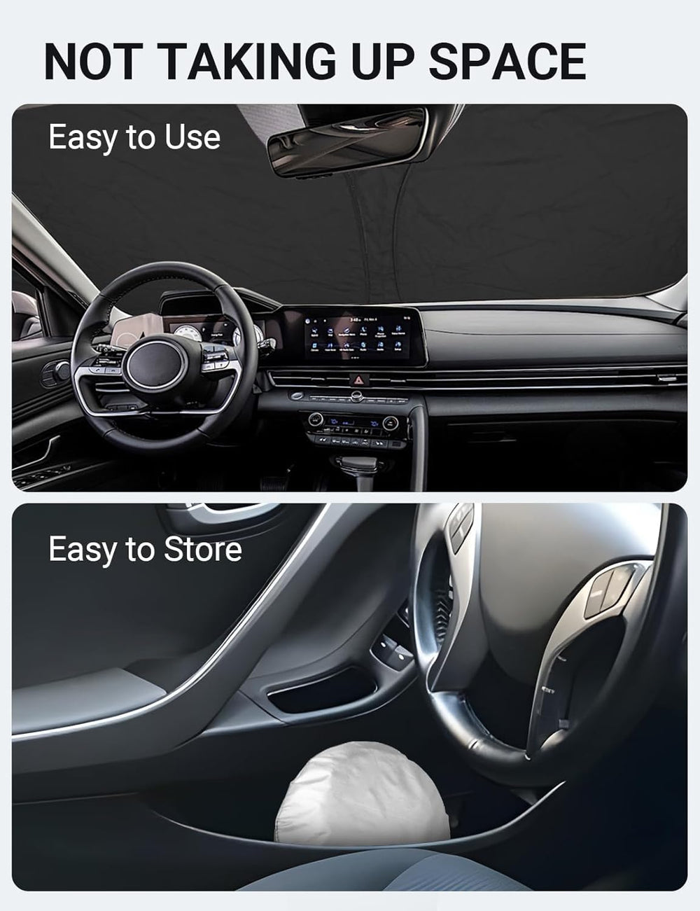 Proadsy Custom Fit Hyundai Elantra 2021-2024 2025 Windshield Sun Shade 4-Layer Foldable Front Sunshade Protector Sun Visor Blocks UV Rays Keep Car Cooler