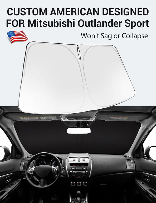 Custom American designed 2011-2026 Mitsubishi Outlander windshield sunshade, will not sag or collapse