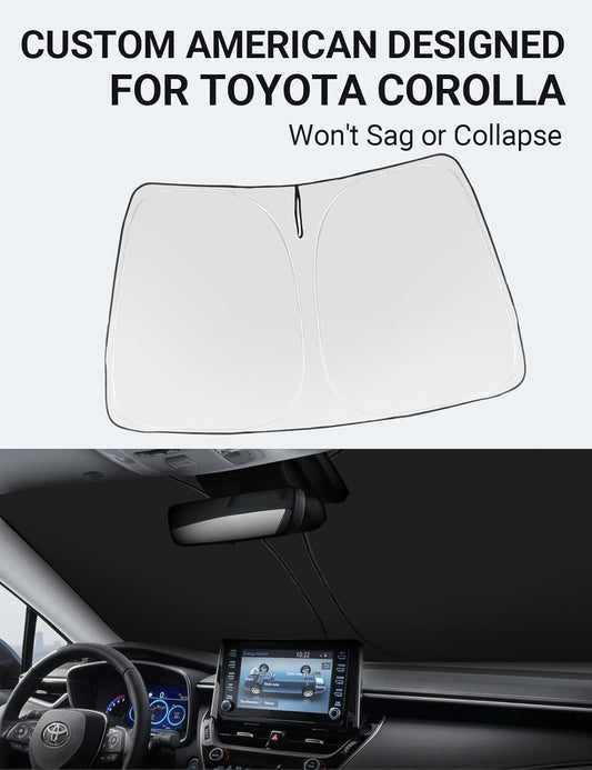 Custom American designed 2019-2025 Toyota Corolla windshield sunshade, will not sag or collapse