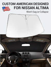Proadsy 2026 Upgrade Windshield Sun Shade Custom Fit 2007-2012 Nissan Altima Foldable Front Sunshade Protector Sun Visor Blocks UV Rays Keep Car Cooler