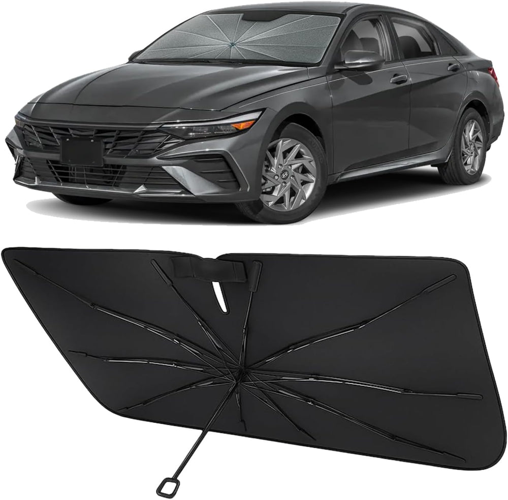 Proadsy umbrella windshield sunshade for 2021-2026 Hyundai Elantra — canopy, frame and sleeve
