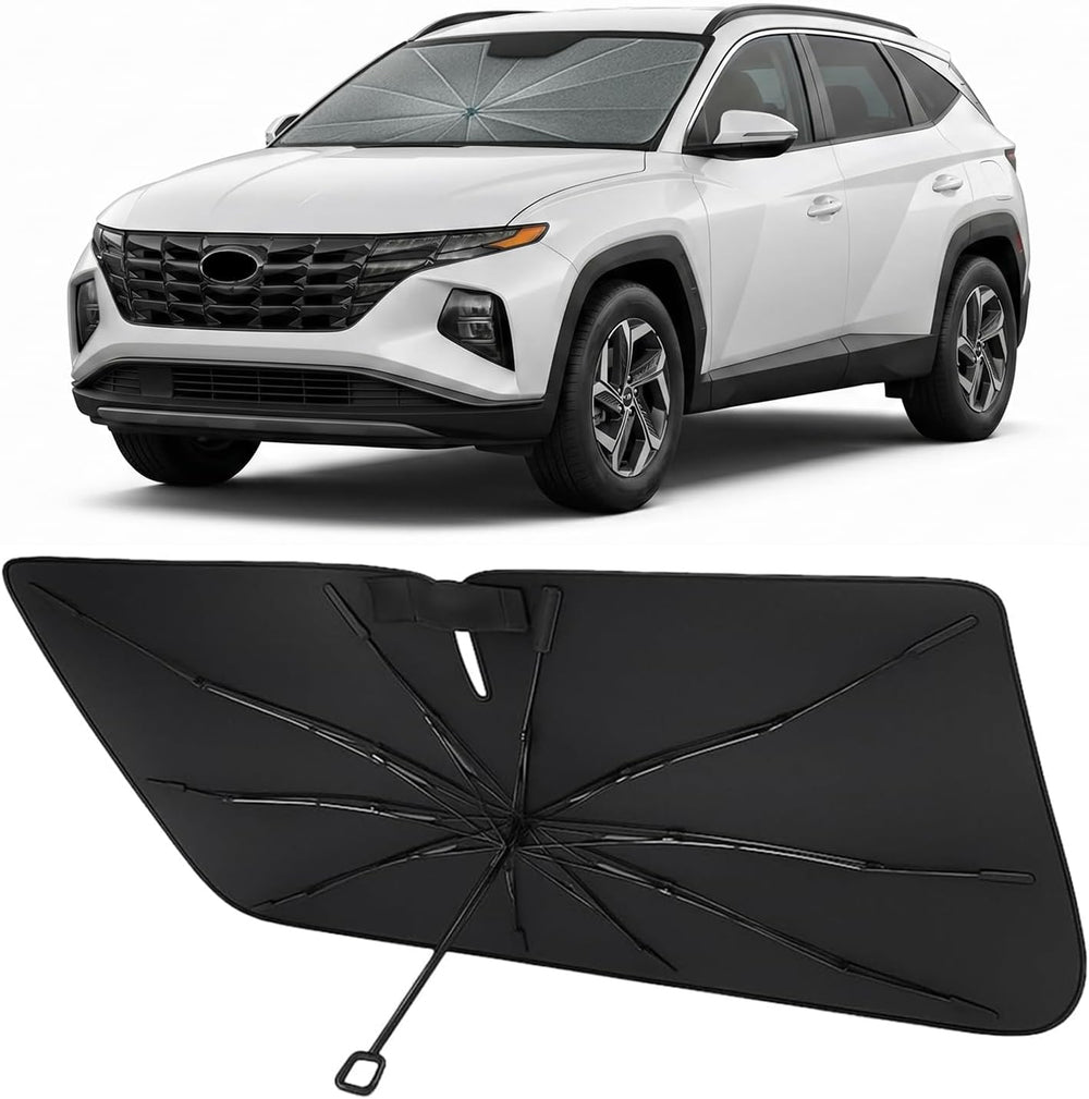 Proadsy umbrella windshield sunshade for 2022-2026 Hyundai Tucson — canopy, frame and sleeve