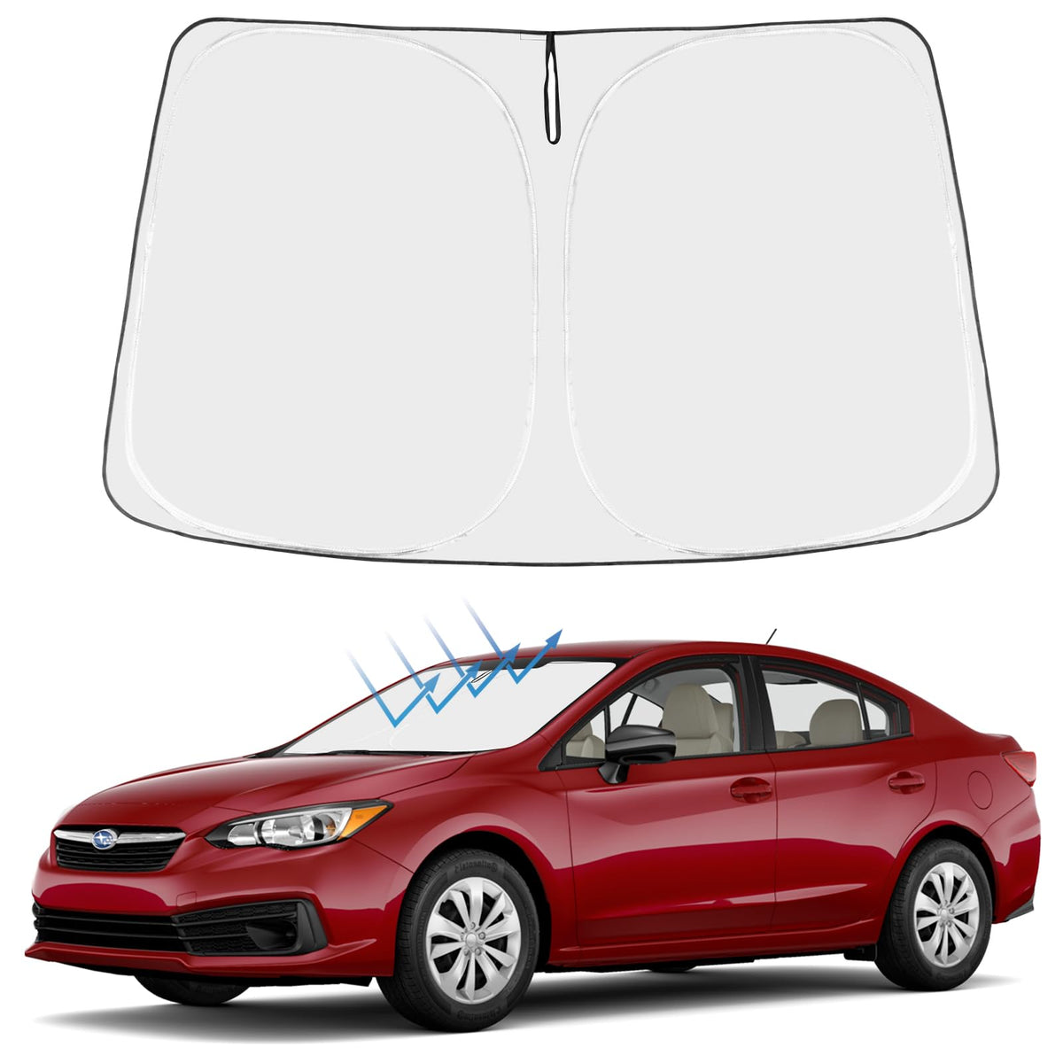 Proadsy Windshield Sunshade for Subaru Impreza 2015-2025 2026 Custom Fit WRX Sedan, Base, Premium, Limited, STI, STI Limited, Foldable Shade Sun Visor Protector Blocks UV Rays Keep Car Cooler