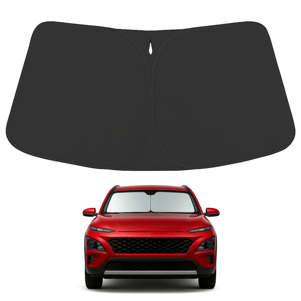 Proadsy 2025 Upgrade Windshield Sun Shade Custom Fit Hyundai Kona 2018-2024 2025 4-Layer Foldable Front Sunshade Protector Sun Visor Blocks UV Rays Keep Car Cooler Accessories