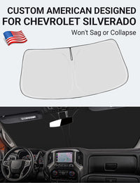 Proadsy 2026 Upgrade Front Windshield Sun Shade Foldable Sunshade Protector Custom Fit 2014-2018 Silverado Regularcab Crewcab Extendedcab Accessories