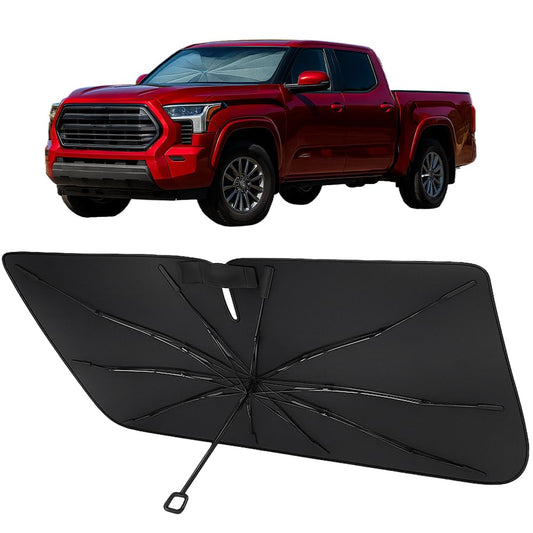 Proadsy Windshield Sun Shade Umbrella for Toyota Tacoma 2024-2025 2026 Foldable Car Umbrella Sunshade with Soft TPU Handle Spring Structure Crystal Cooling Material Protect Car from Rays & Heat