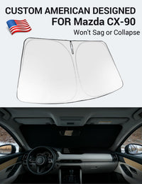 Proadsy 2026 Upgrade Windshield Sun Shade Custom Fit Mazda CX-90 2024 2025 2026 Foldable Front Sunshade Protector Sun Visor Blocks UV Rays Keep Car Cooler Accessories