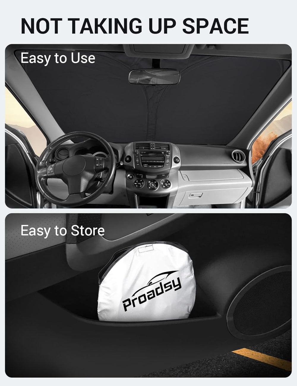 Proadsy Front Windshield Sun Shade Foldable Sunshade Protector Custom Fit 2006-2012 Toyota RAV4 SUV Crossover, LE XLE Premium Limited XSE Hybrid Adventure Accessories 2025 Upgrade