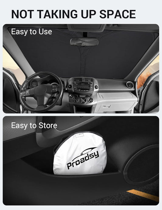 Proadsy 2026 Upgrade Front Windshield Sun Shade Foldable Sunshade Protector Custom Fit 2006-2012 RAV4 SUV Crossover, LE XLE Premium Limited XSE Hybrid Adventure Accessories