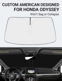 Custom American designed 2018-2026 Honda Odyssey windshield sunshade, will not sag or collapse