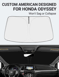 Proadsy Windshield Sun Shade for Honda Odyssey 2018-2025 2026 LX,EX,EX-L,Touring,Elite Minivan 4-Layer Foldable Front Sunshade Protector Sun Visor Blocks UV Rays Keep Car Cooler Accessories
