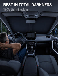 2019-2025 Chevrolet Silverado windshield sunshade detail view 7, custom fit front window sun shade