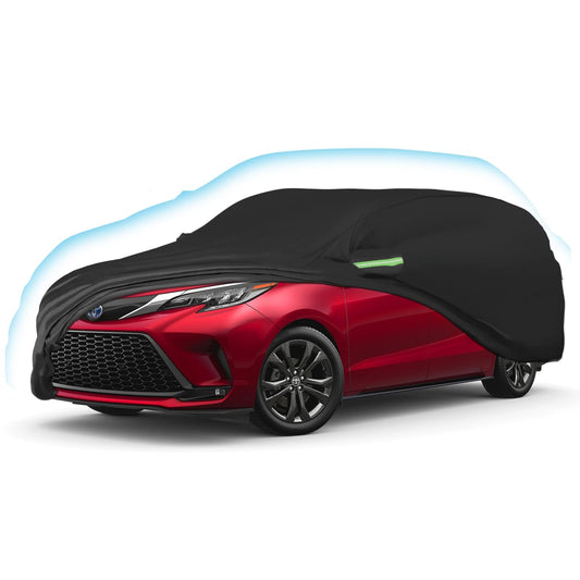 Proadsy Car Cover for Toyota Sienna 2020-2025 2026, Waterproof All Weather for Automobiles, Windproof Snowproof Rain Hail Sun UV Protection Full Outdoor Indoor Exterior Car Covers, Black