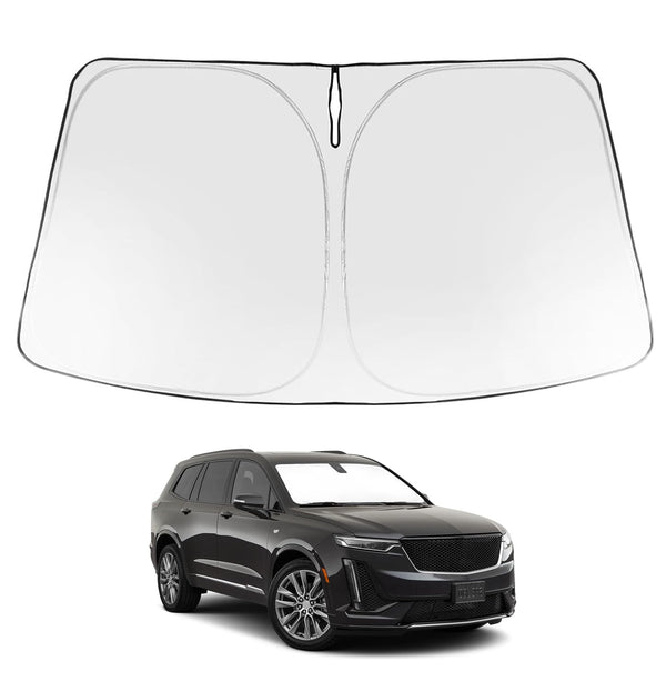 Proadsy Windshield Sun Shade for Cadillac XT6 2020-2025 2026 Foldable Front Sunshade Protector Sun Visor Blocks UV Rays Keep Car Cooler