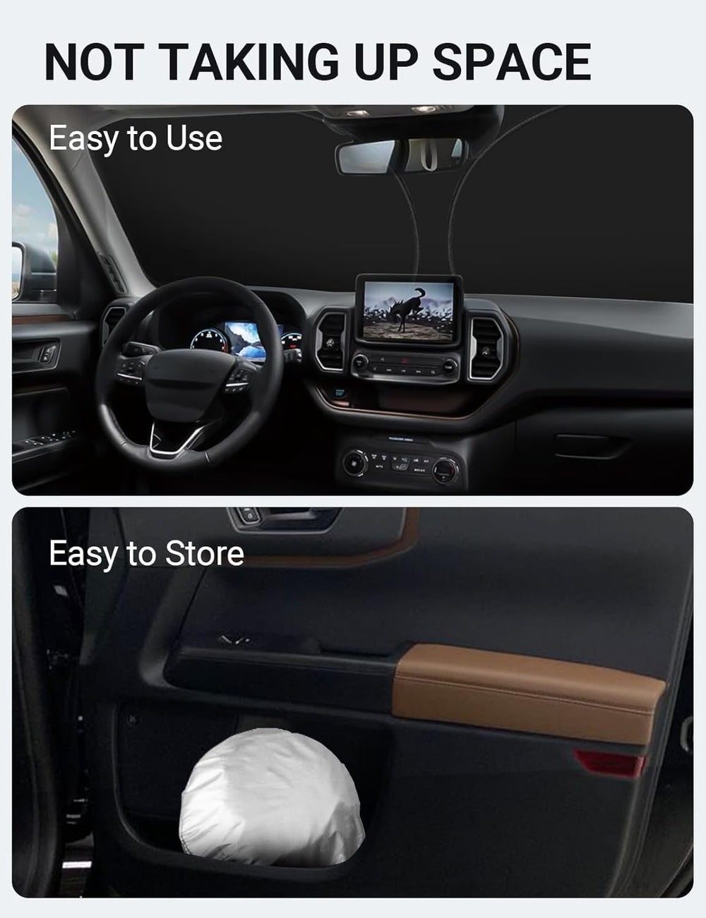 Proadsy 2025 Upgrade Windshield Sun Shade Custom Fit Ford Bronco Sport 2021-2024 2025 4-Layer Foldable Front Sunshade Protector Sun Visor Blocks UV Rays Keep Car Cooler
