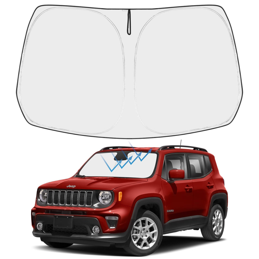 Proadsy Custom Fit Jeep Compass 2017-2024 2025 Windshield Sun Shade 4-Layer Foldable Front Sunshade Protector Sun Visor Blocks UV Rays Keep Car Cooler