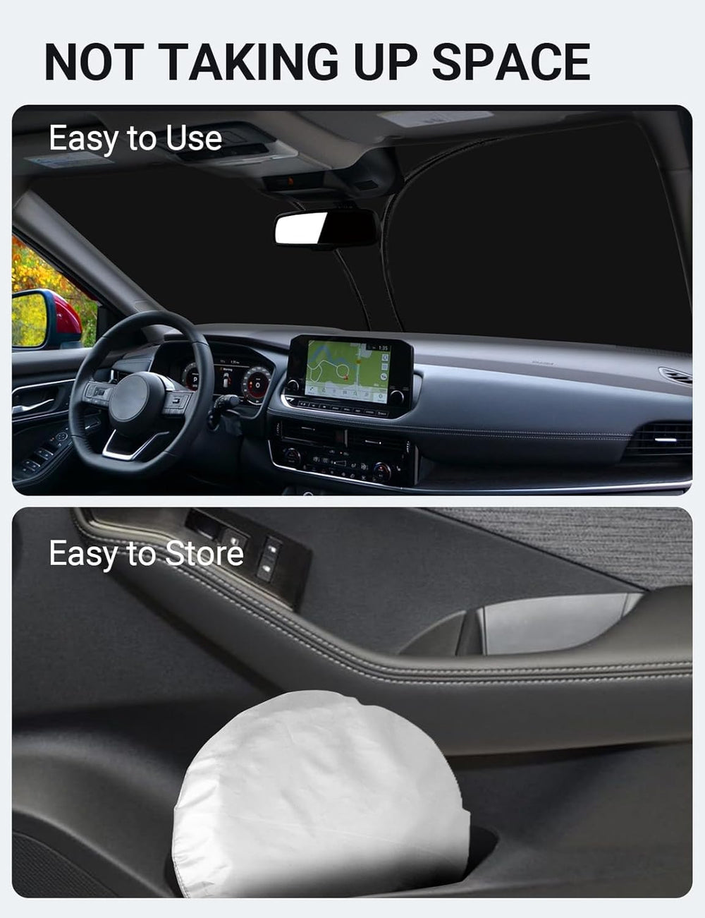 Proadsy 2025 Upgrade Windshield Sun Shade Custom Fit Nissan Rogue 3rd Gen.(Not for Rogue Sport) 2021-2025 4-Layer Foldable Front Sunshade Protector Sun Visor Blocks UV Rays Keep Car Cooler Accessories