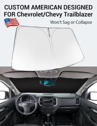 Custom American designed 2021-2026 Chevrolet Trailblazer windshield sunshade, will not sag or collapse