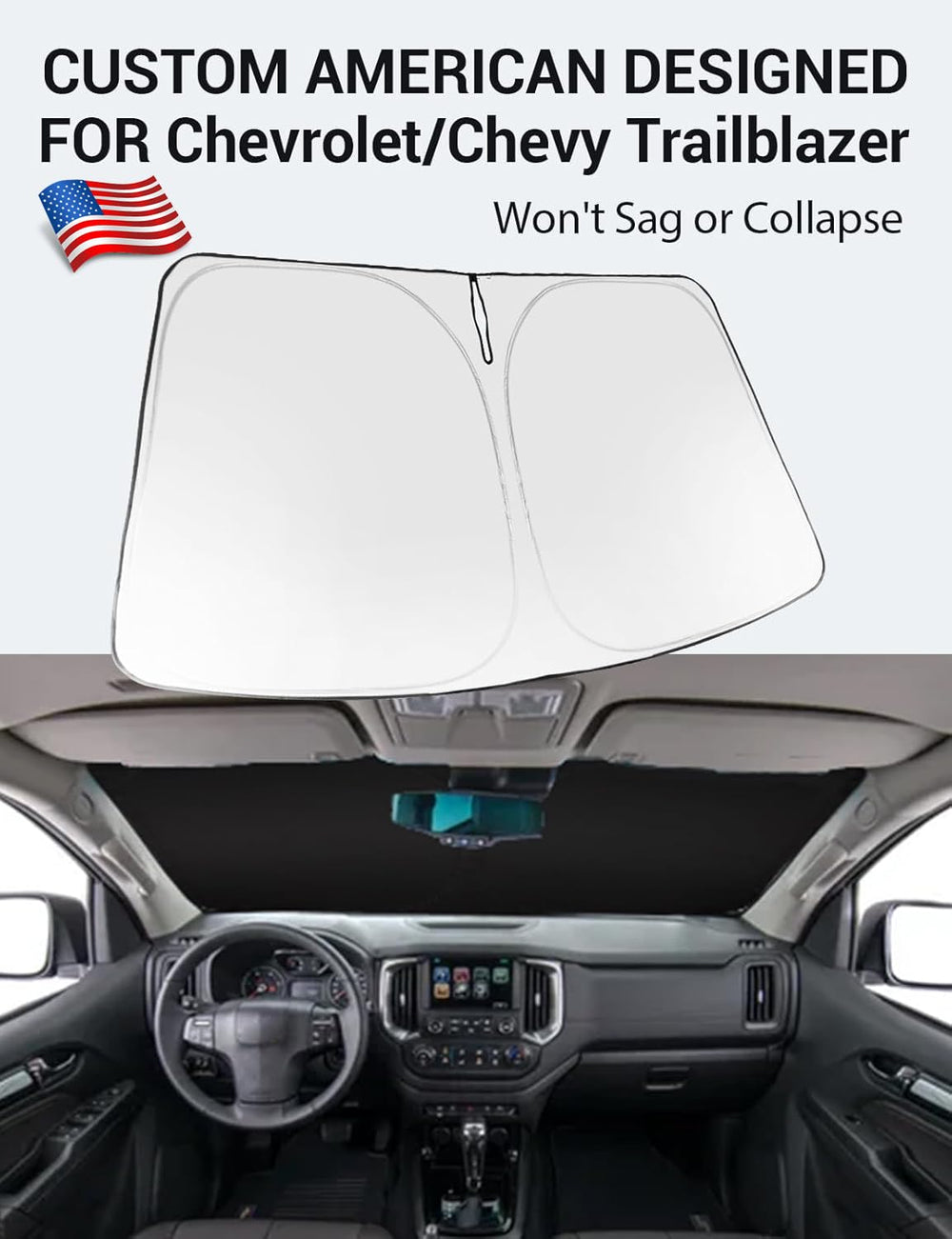Proadsy 2025 Upgrade Windshield Sun Shade Custom Fit 2021-2023 2024 2025 Chevrolet/Chevy Trailblazer Foldable Front Sunshade Protector Sun Visor Blocks UV Rays Keep Car Cooler