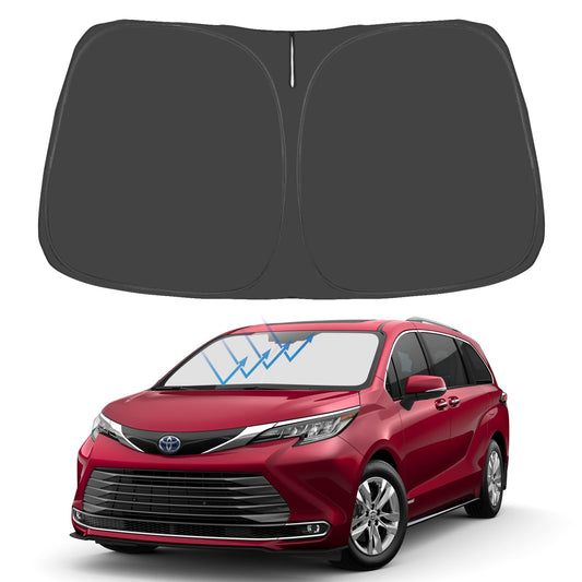 Windshield Sunshade Custom for Toyota Sienna 2023 2022 2021 Reflective Heat Sun UV Protector Foldable Front Window Shade Upgrade Accessories Certified Sustainable