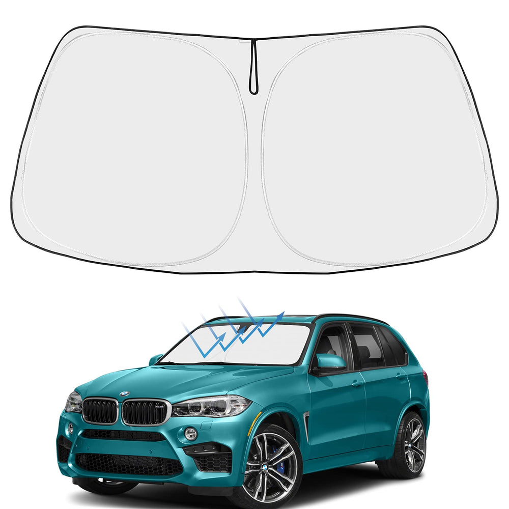 Proadsy 2025 Upgrade Windshield Sun Shade Custom Fit 2014-2018 BMW X5 M Sport xLine SUV 4-Layer Foldable Front Sunshade Protector Sun Visor Blocks UV Rays Keep Car Cooler