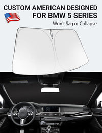 2011-2016 BMW 5 Series custom-fit sunshade - reflective side facing sun