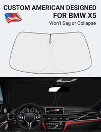 Proadsy Windshield Sun Shade for BMW X5 2014-2018 Accessories Custom Fit M Sport xLine SUV 4-Layer Foldable Front Sunshade Protector Sun Visor Blocks UV Rays Keep Car Cooler