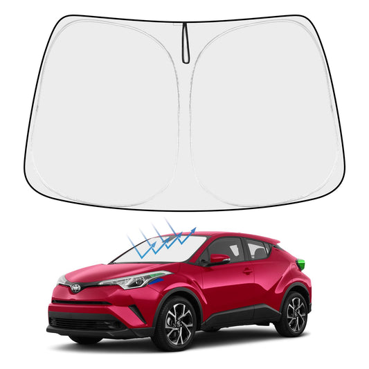 Proadsy 2025 Upgrade Windshield Sun Shade Custom Fit Toyota CHR 2018-2024 2025 4-Layer Foldable Front Sunshade Protector Sun Visor Blocks UV Rays Keep Car Cooler