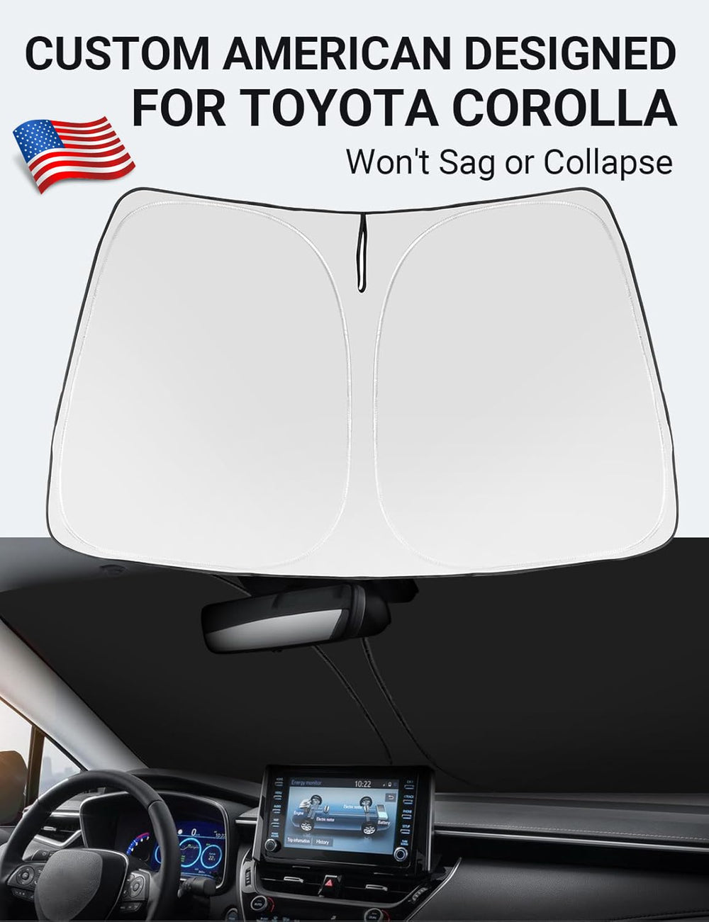 Proadsy for Toyota Corolla 2019-2025 2026 Windshield Sun Shade 4-Layer Foldable Front Sunshade Protector Sun Visor Blocks UV Rays Keep Car Cooler