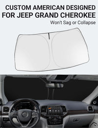Proadsy Windshield Sun Shade for Jeep Grand Cherokee 2014-2025 2026 4-Layer Foldable Front Sunshade Protector Sun Visor Blocks UV Rays Keep Car Cooler