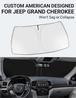 Proadsy 2026 Upgrade Windshield Sunshade Custom for 2014-2025 Jeep Grand Cherokee Block Sun & UV Foldable Front Window Car Shade Protector Prime Accessories